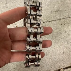 Vintage Thick Heavy Stainless Steel Bike Chain Bracelet